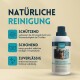 Flasche nimo! Waschmittel für Funktionskleidung, mit Text über natürliche Reinigung, schützende Vorteile und effektive Schmutzentfernung.