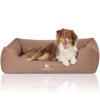 Orthopädisches Hundebett Leano aus Velours mit Handwebcharakter hellbraun XXL