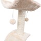Katzenbaum mit einer weichen, plüschigen Oberseite, einem mit Sisal umwickelten Kratzbaum und zwei hängenden Pompons zum Spielen.