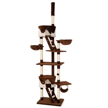Kratzbaum XXL, Höhenverstellbar (230 - 250 cm) braun/ beige