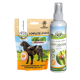 Bellfor Complete Snack für Hunde (180g) und ZEComplete Spray, mit einer Hundesilhouette und natürlichen Zutaten, die Gesundheit und Wohlbefinden fördern.