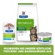 Bild von Hill's Prescription Diet Metabolic Hundefutter: Trockenbeutel, Dose, Beutel und eine Katze. Text: "PROBIEREN SIE UNSER LECKERES TROCKEN- UND NAßFUTTER."