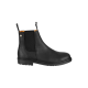 Schwarze Leder Chelsea-Stiefel mit elastischen Seitenpaneelen und Zuglaschen, mit einer robusten Sohle und einem eleganten Design.
