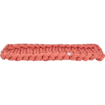Fensterliegeplatz Cuddly rosa Ein plüschiges, geflochtenes Haustierbett in einem sanften Korallenton, mit einem dicken, gepolsterten Design für Komfort.