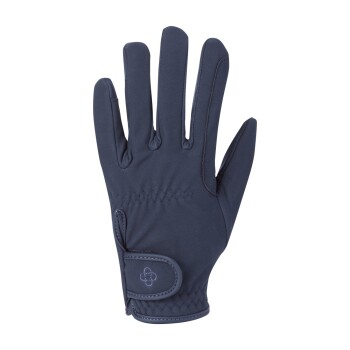 Navy-blauer Haustierpflegehandschuh mit fünf Fingern, mit einem gestickten Design und einem sicheren Handgelenkband.