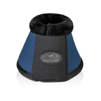 Equinate Pferdeboot in Marineblau und Schwarz, mit einem weichen schwarzen Fleecefutter und einem Logo-Patch an der Seite.