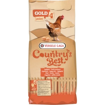 Versele Laga Country's Best Gold Pellet 20 kg Zak van Versele-Laga Country's Best Gold 4 kippenvoer, met hen en eieren, gelabeld voor volwassen en leggende hennen.