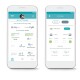 Mobile App-Oberfläche für das Management der Haustierfütterung, die tägliche Fütterungsmengen, die letzte Fütterungszeit und Portionseinstellungen für Nass- und Trockenfutter anzeigt.