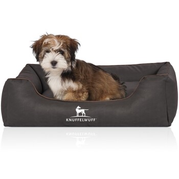 Hundebett Scottsdale aus Kunstleder schwarz M-L