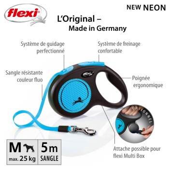 Flexi Laisse New Neon bleu M
