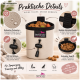 Beiger Leckerlibeutel mit schwarzem Rand, Kordelzug und Gürtelöse, gefüllt mit Trockenfutter; Beschriftung tierlando und Praktische Details.