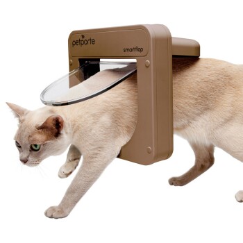 PetPorte SmartFlap Mikrochip Katzenklappe Braun