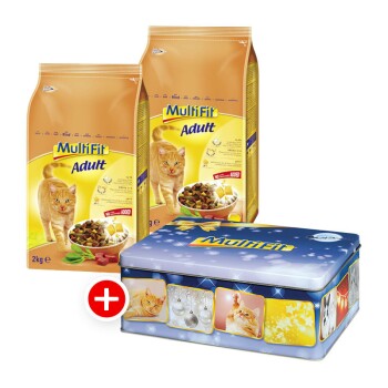 Katze Adult 2x2kg + gratis Weihnachtsdose Rind