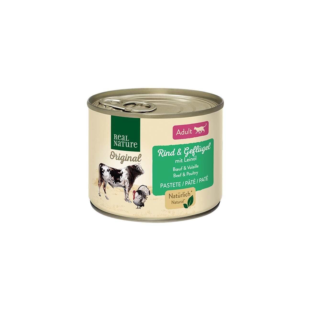 Real Nature Adult 6 X 200 G Bœuf Et Volaille A L Orge Et A L Huile D Onagre Maxi Zoo