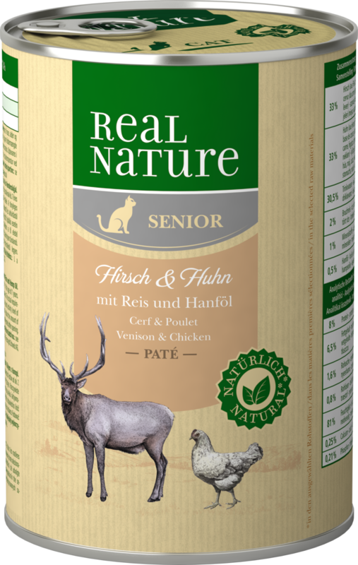 REAL NATURE Senior 6x400g Hirsch & Huhn mit Reis und Hanföl