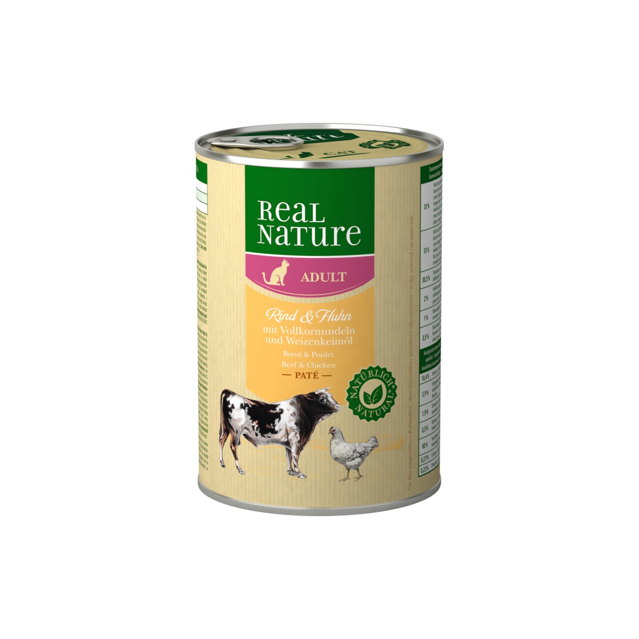 Real Nature Adulte 6 X 400 G Bœuf Et Poulet Aux Pates Completes Et A L Huile De Germes De Ble Maxi Zoo