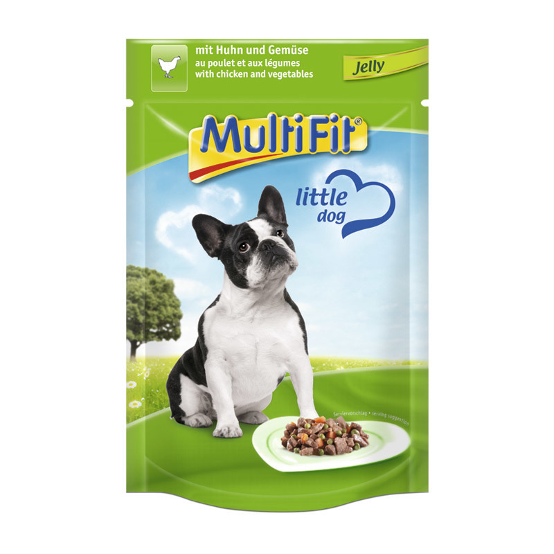 MultiFit Adult Little Dog Pouch Jelly 24x100g Huhn & Gemüse