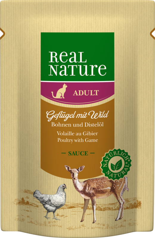 REAL NATURE Classic Adult 12x85g Geflügel mit Wild, Bohnen und Distelöl in Sauce