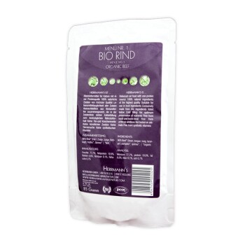 Biofutter für sensible Katzen 22 x 85g Bio Rind mit Quinoa und Kürbis