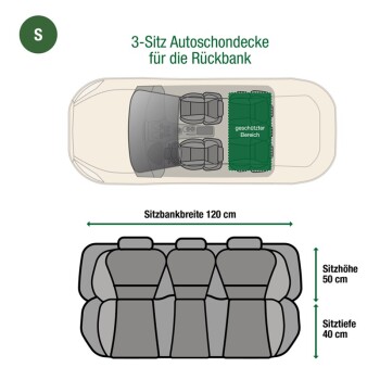 Autoschondecke Rückbank 3-Sitz Schwarz S