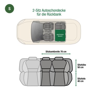 Autoschondecke Rückbank 2-Sitz Grau S