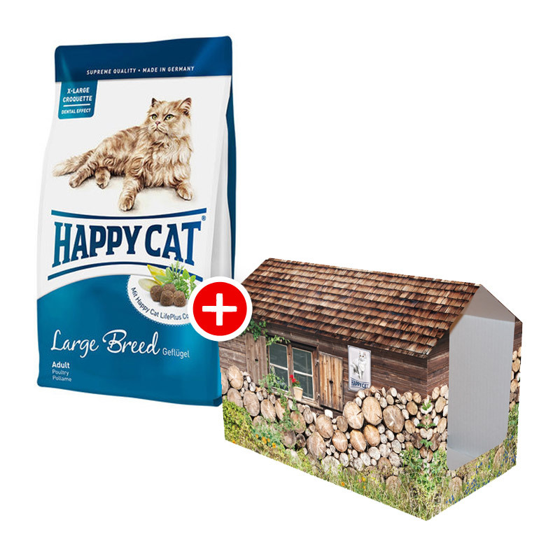 Happy Cat Supreme Large Breed 4kg + Happy Cat Katzen-Kratzhaus