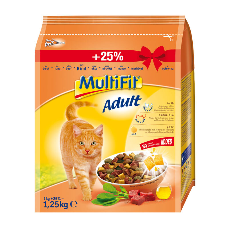 Katze Adult Rind 1kg +25 % gratis