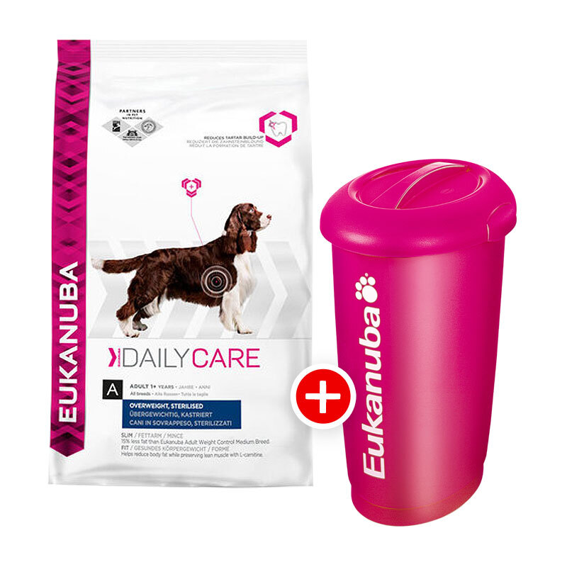 Eukanuba Daily Care kastrierte, übergewichtige Hunde 12,5kg + Futterbehälter gratis