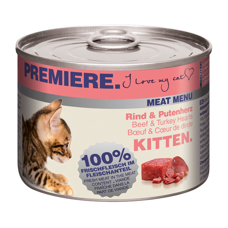 PREMIERE Meat Menu Kitten 6x200g Rind und Putenherz