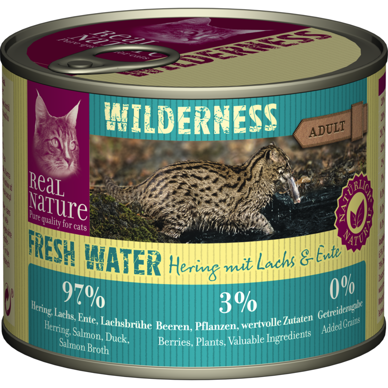 REAL NATURE WILDERNESS Adult 6x185g/200g Fresh Water Hering mit Lachs & Ente