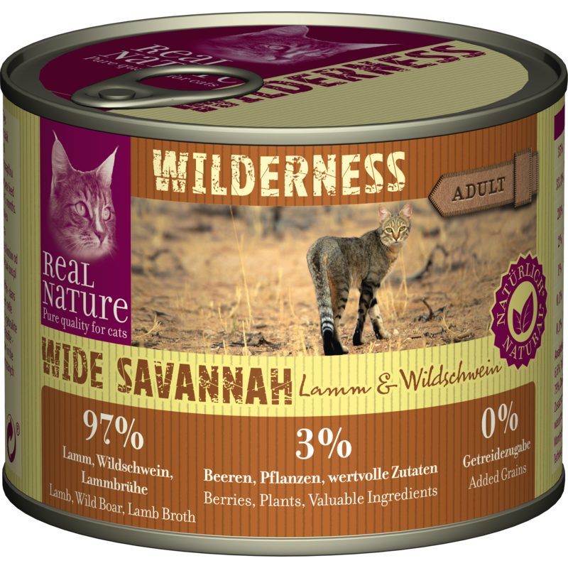 REAL NATURE WILDERNESS Adult 6x185g/200g Wide Savannah Lamm  & Wildschwein