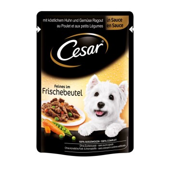 Cesar Feines Im Frischebeutel 24 X 100 G Poulet Ragout De Legumes Maxi Zoo