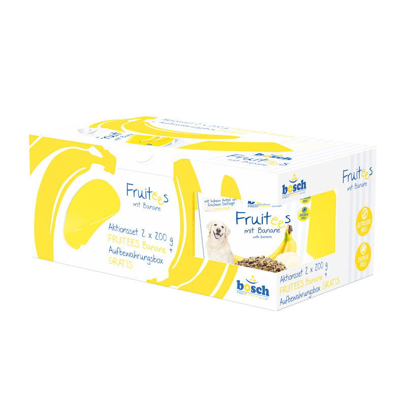 Fruitees Banane Aktionsset 2x200g + Bananenbox gratis