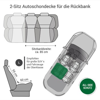Autoschondecke Rückbank 2-Sitz Grau L