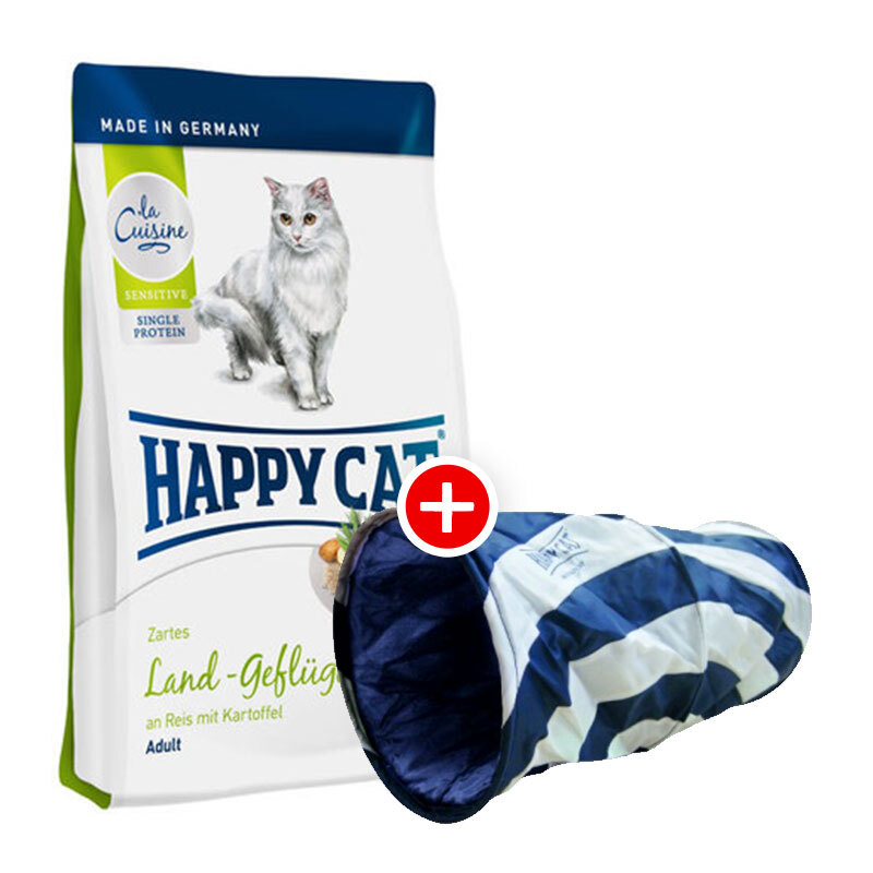 Happy Cat Sensitive Grainfree Seefisch Land Geflügel 4kg + Rascheltunnel
