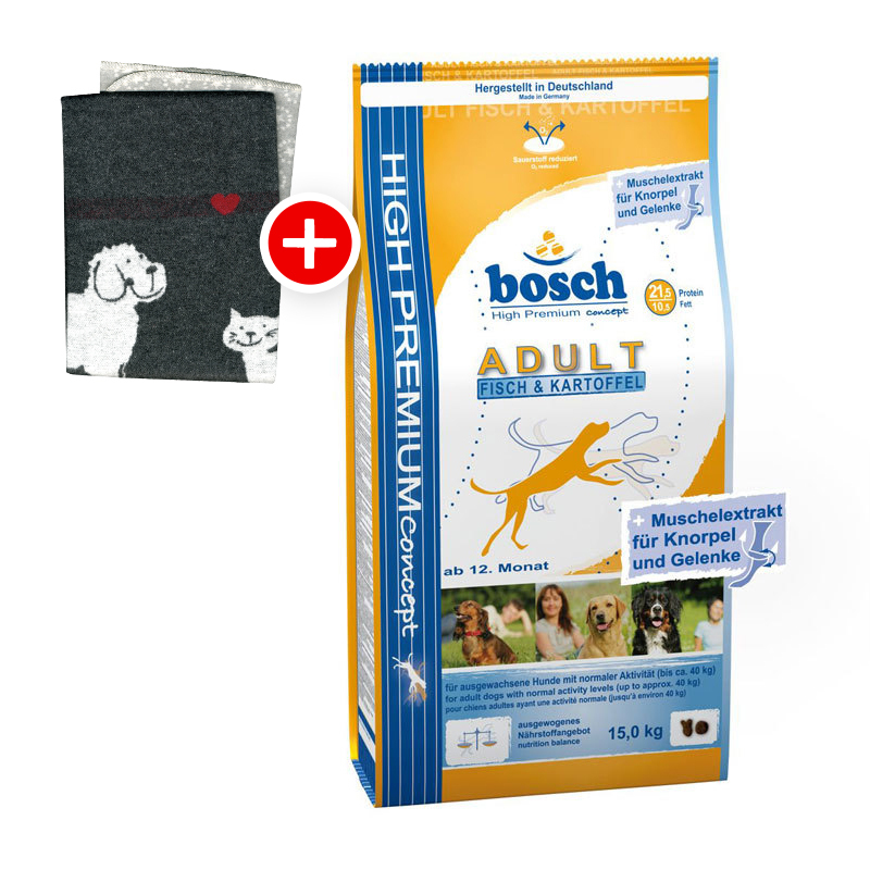 Bosch Adult Fisch & Kartoffeln 15kg + Fleecedecke