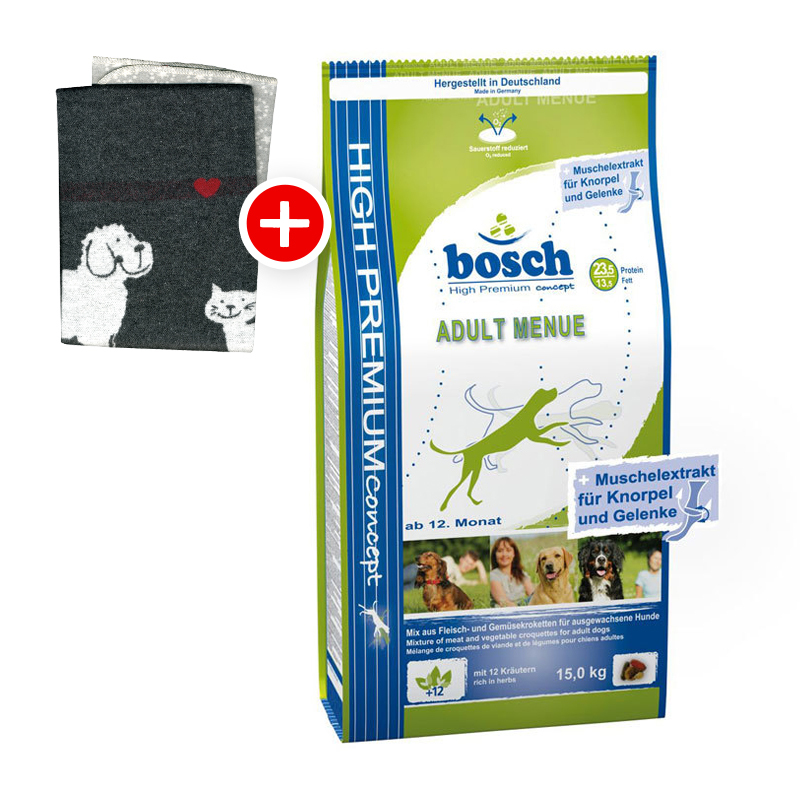 Bosch Adult Menue 15kg + Fleecedecke