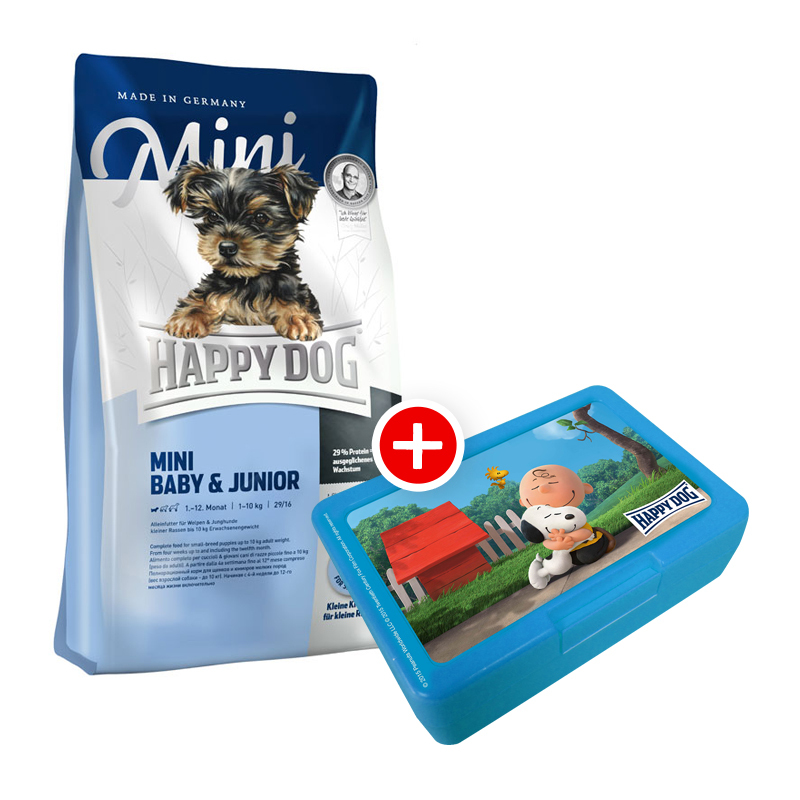 Happy Dog Mini Baby & Junior 4kg + Peanuts-Box gratis