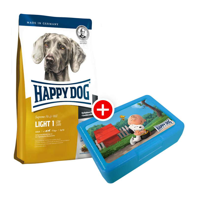 Happy Dog Supreme Fit & Well Light 1 Low Carb 4kg + Peanuts-Box gratis