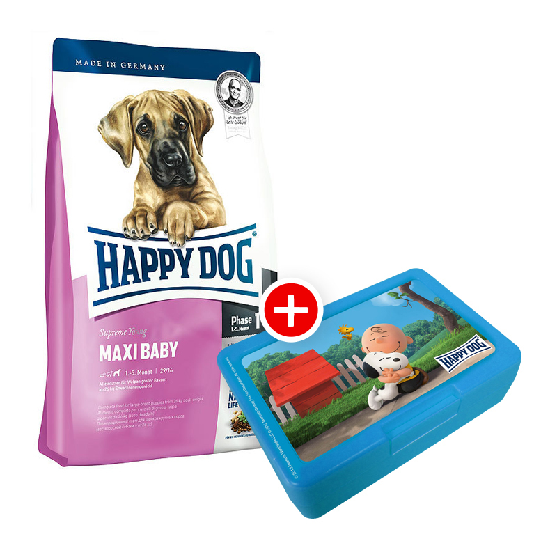 Happy Dog Supreme Young Maxi Baby 4kg + Peanuts-Box gratis
