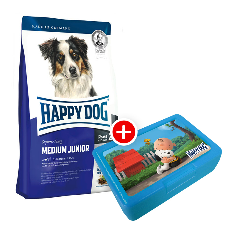 Happy Dog Supreme Young Medium Junior 4kg + Peanuts-Box gratis