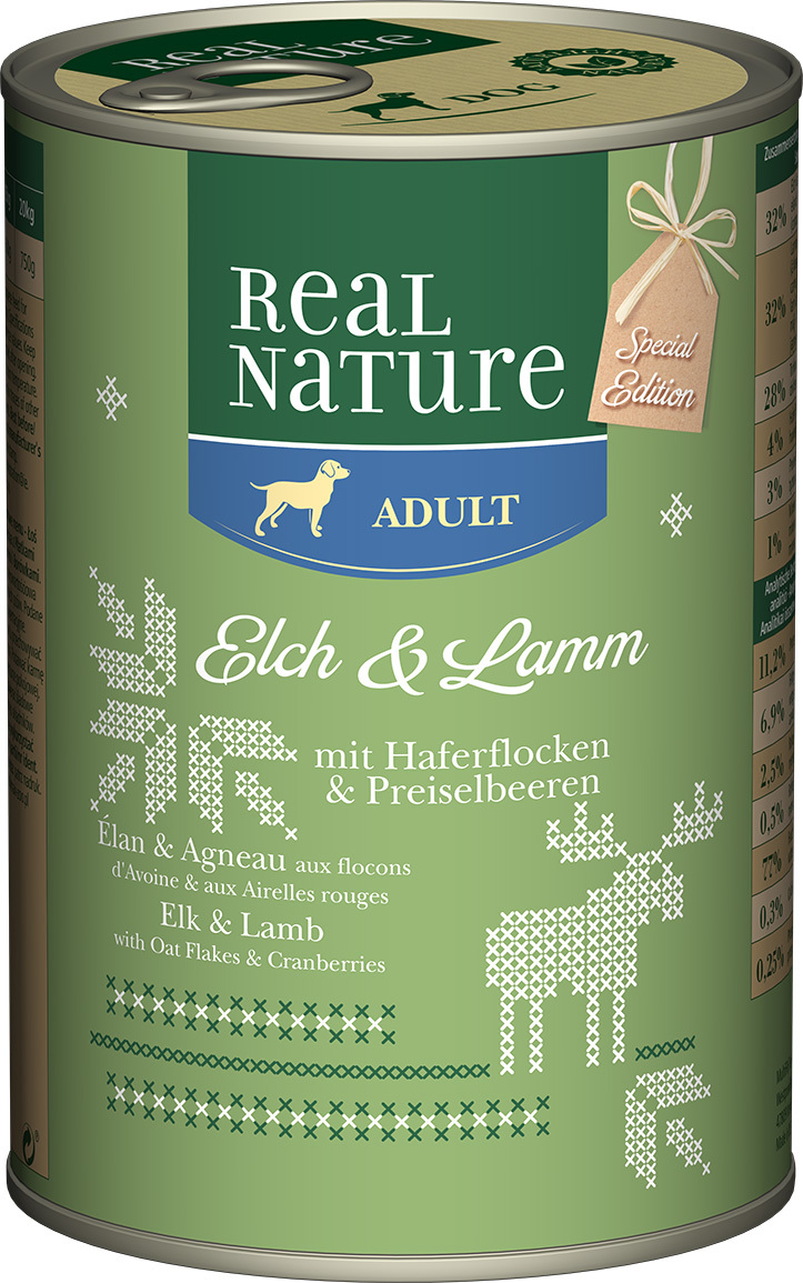REAL NATURE Adult 6x400g Special Edition: Elch & Lamm