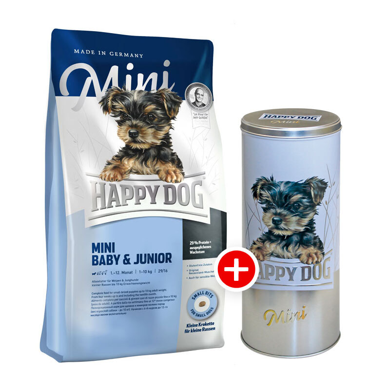 Happy Dog Mini Baby & Junior 4kg + gratis Vorratsdose