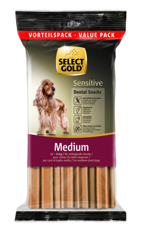 SELECT GOLD Sensitive Dental Snacks für mittelgroße Hunde 504g Vorteilspack