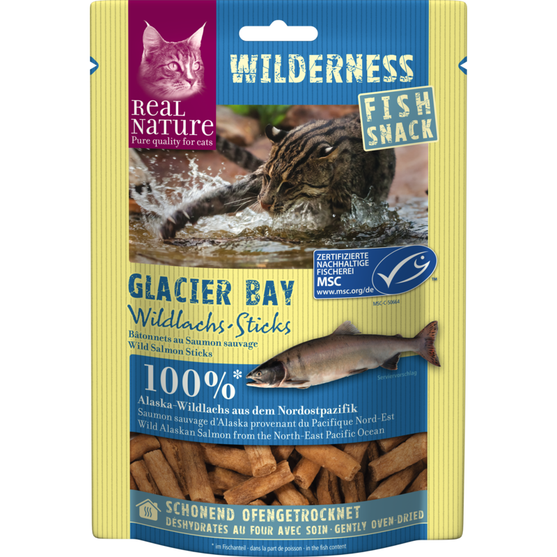 REAL NATURE WILDERNESS Fish-Snack 35g Glacier Bay (Wildlachs-Sticks)