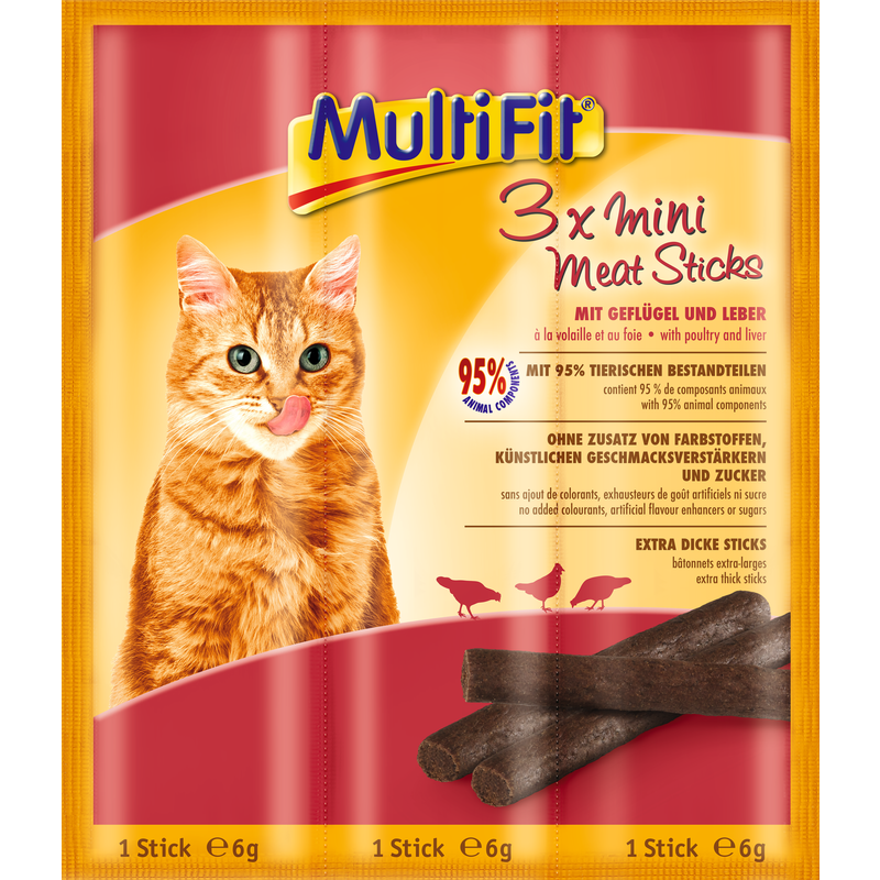 MultiFit Mini Meat Sticks 25x3x6g Geflügel und Leber