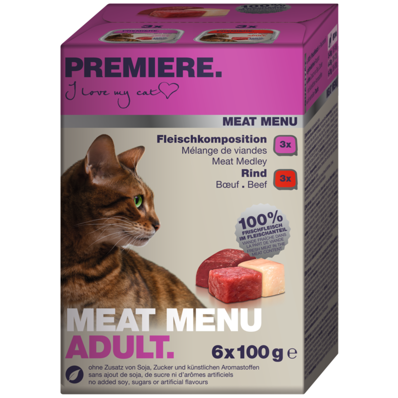 PREMIERE Meat Menu Adult 6x100g  Fleischkomposition & Rind
