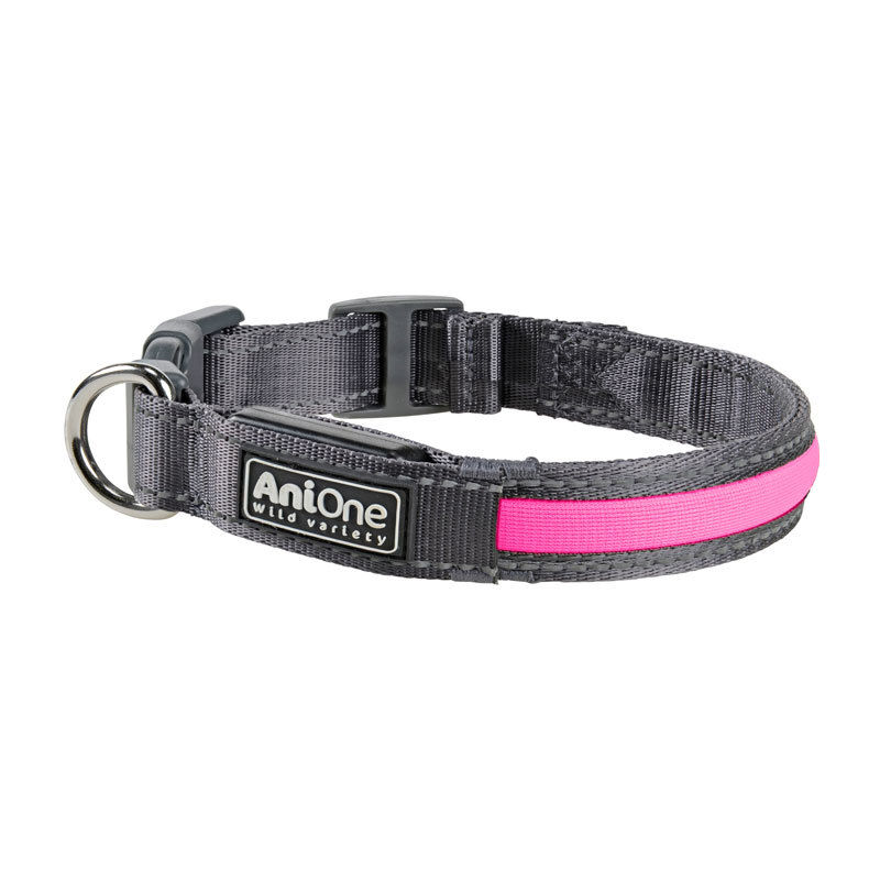 AniOne LED-Leuchthalsband Pink M