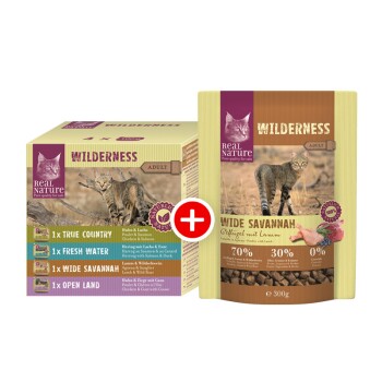 WILDERNESS Adult Mischfütterungs-Set 2tlg. Wide Savannah 300g + 4x100g Multipack