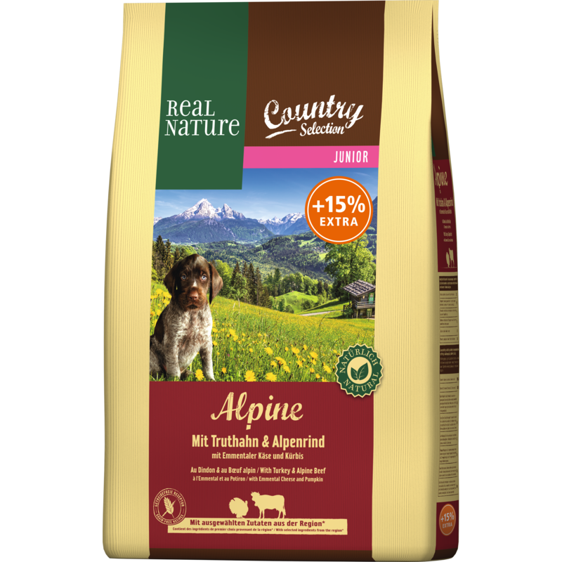REAL NATURE Country Selection Junior Alpine Truthahn & Alpenrind 4kg + 600g gratis